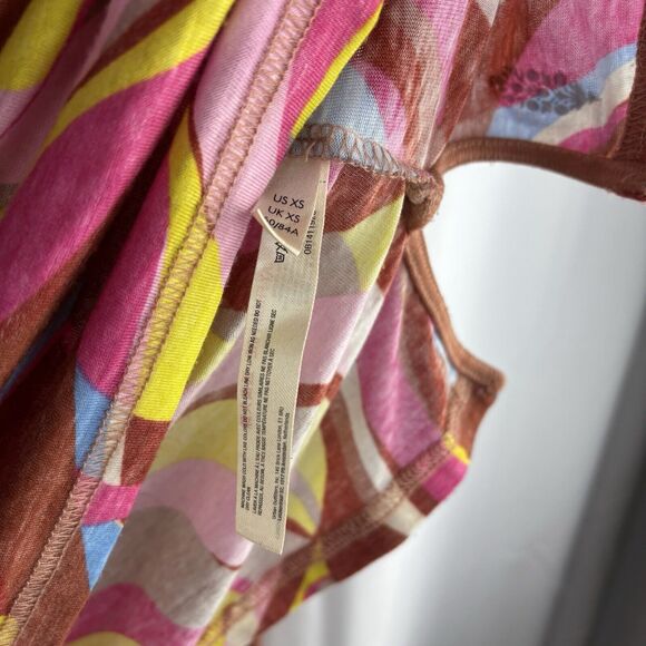 Free People Movement Keep Rolling Printed Tee Long Sleeve XS Geometric Y2K - Picture 7 of 12